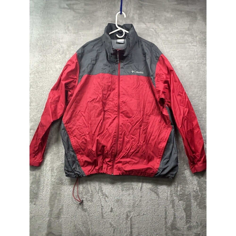 Columbia Men's XXL Red Gray Lightweight Windbreaker Activewear Jacket Full Zip